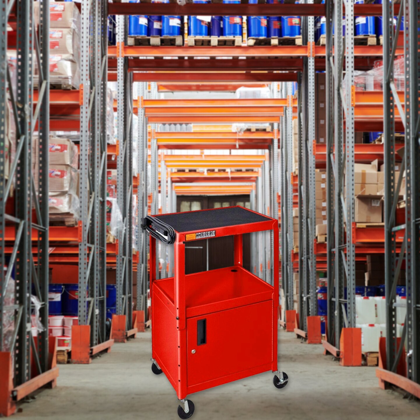 Luxor Office Multipurpose Adjustable-Height Steel AV Utility Cart - Cabinet