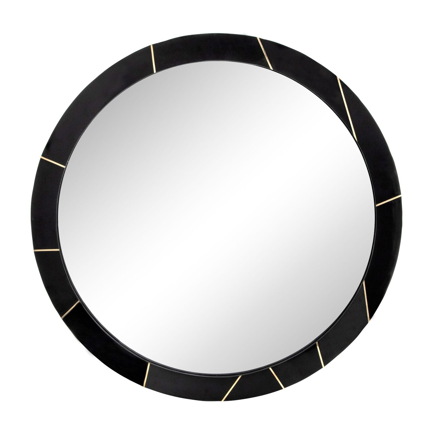 Kingston Living 29" Black and Gold Framed Round Wall Mirror Michaels