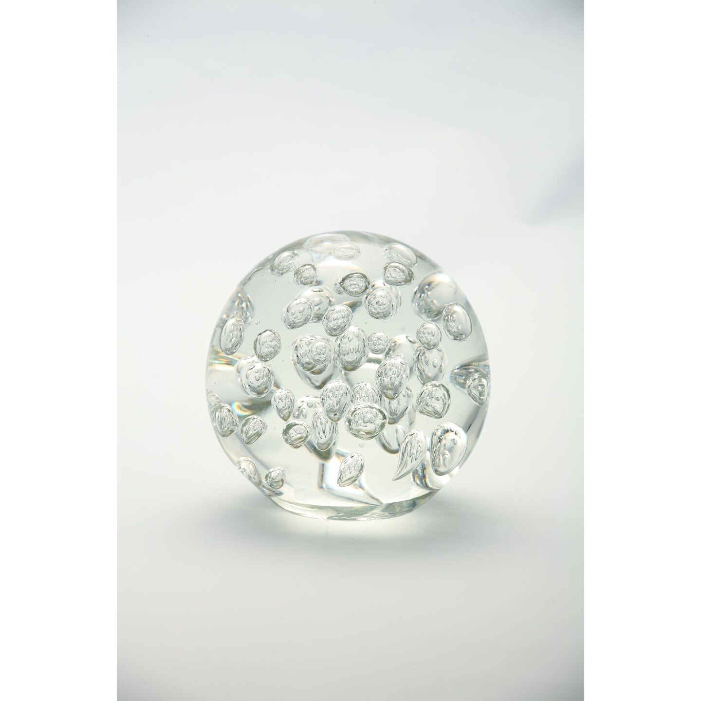 CC Home Furnishings 4.5" Clear Round Bubbled Hand Blown Glass Paperweight