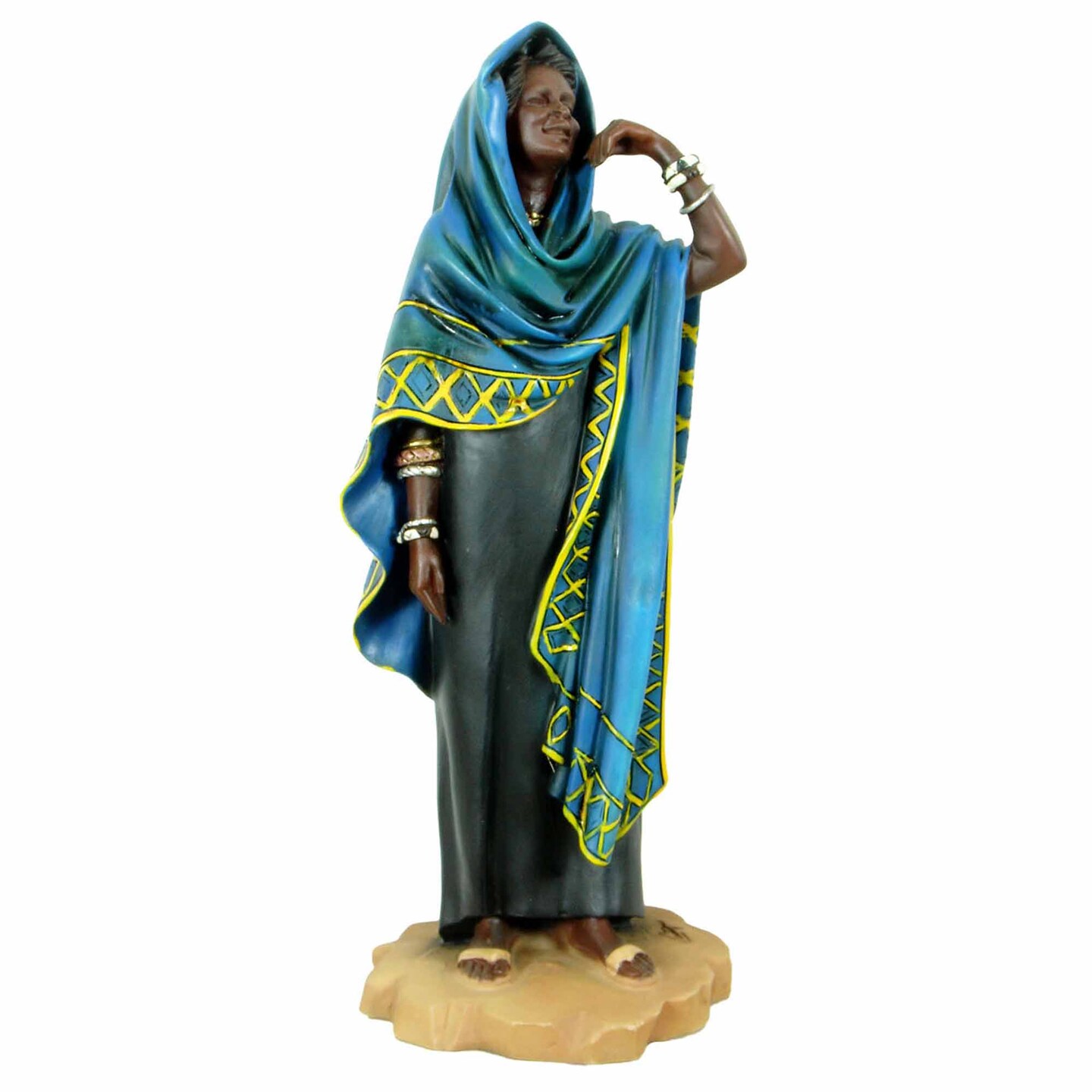 Stoneage Arts Inc 7&#x22; Handmade Free-Standing Alabaster Tuareg Woman Figurine