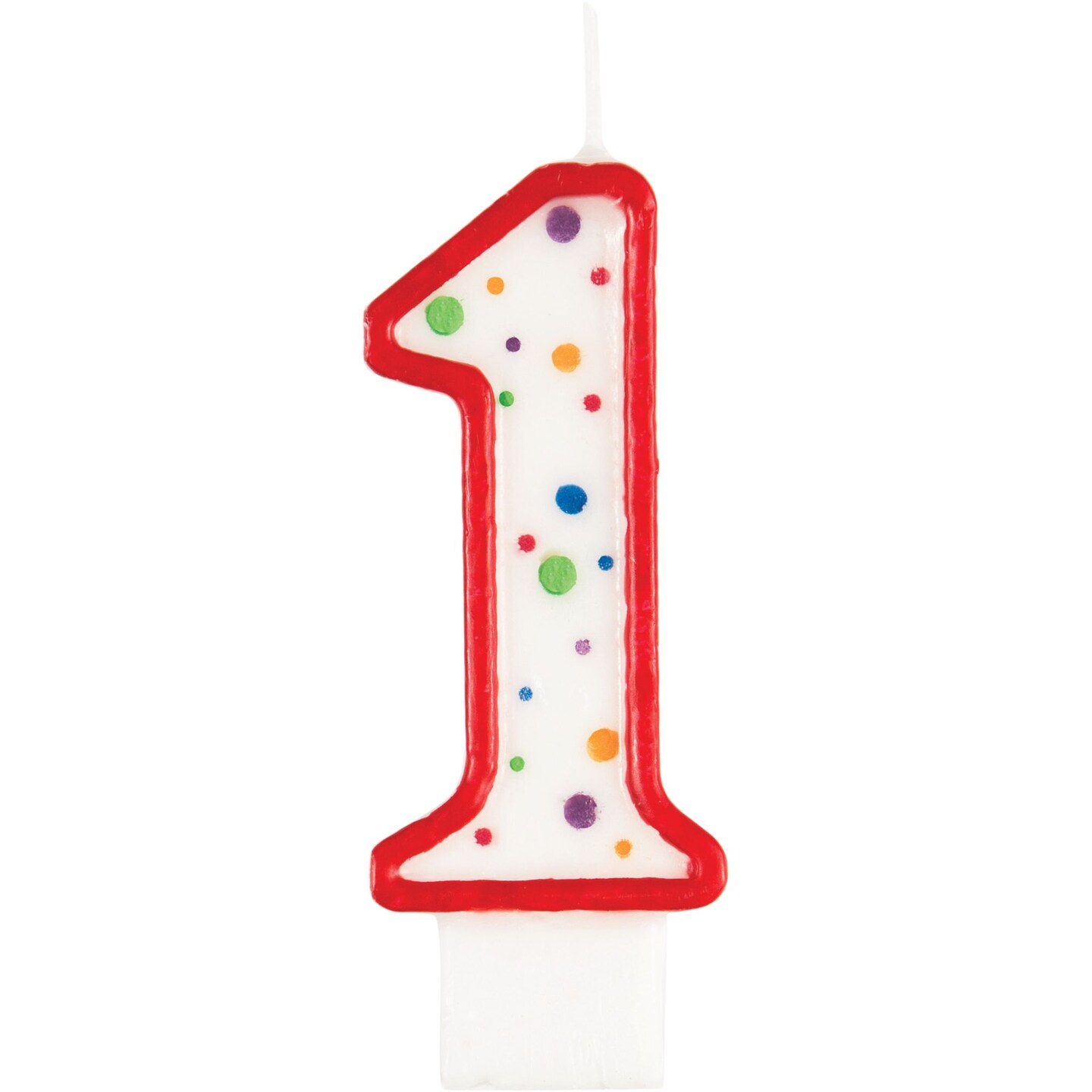 Party Central Pack of 6 White and Red Polka Dot Numeral &#x22;1&#x22; Birthday Party Candles 3&#x22;