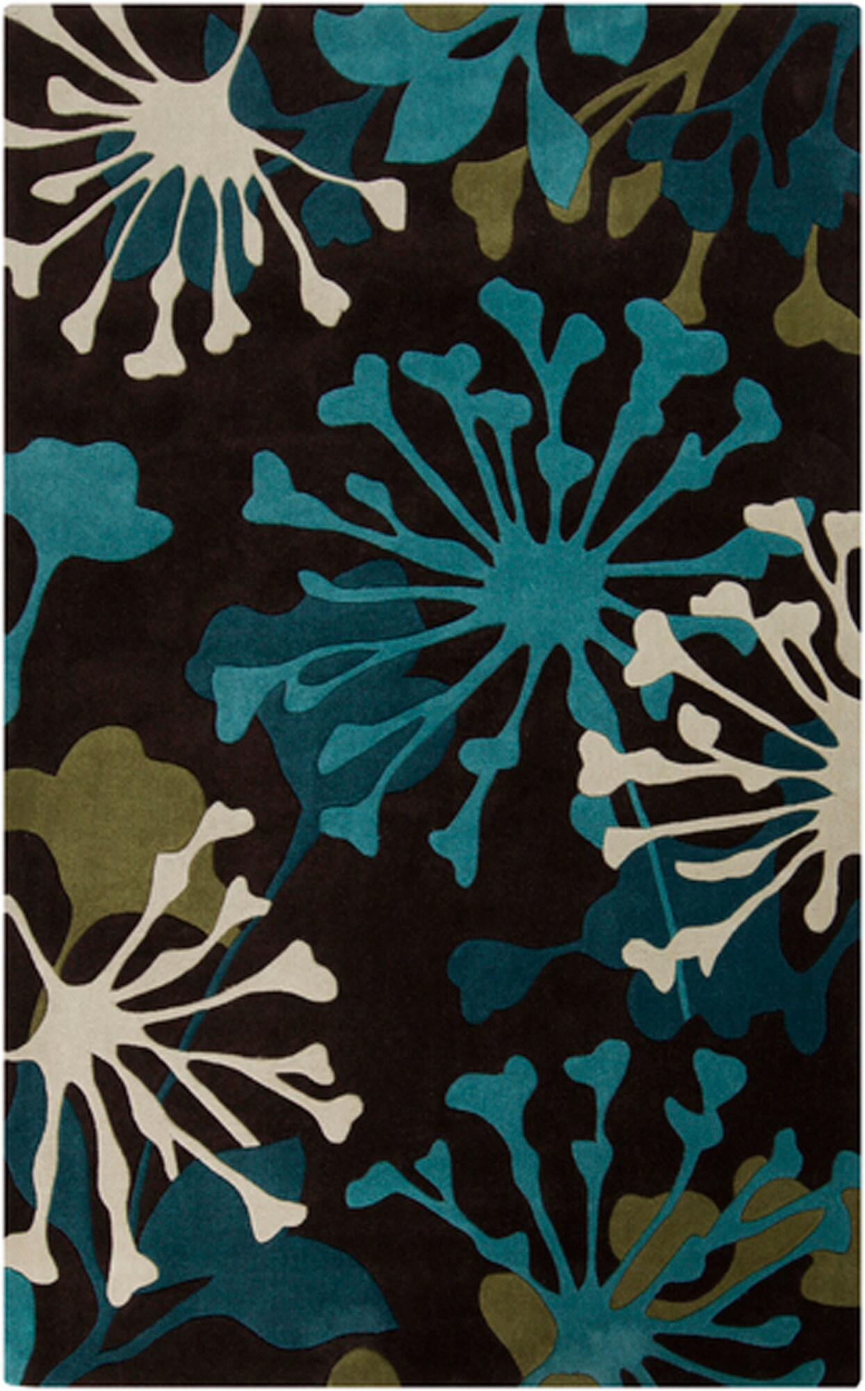 Tiwari Home 1.5' x 1.5' Kooky Dandelions White and Blue Hand Tufted Area Throw Rug