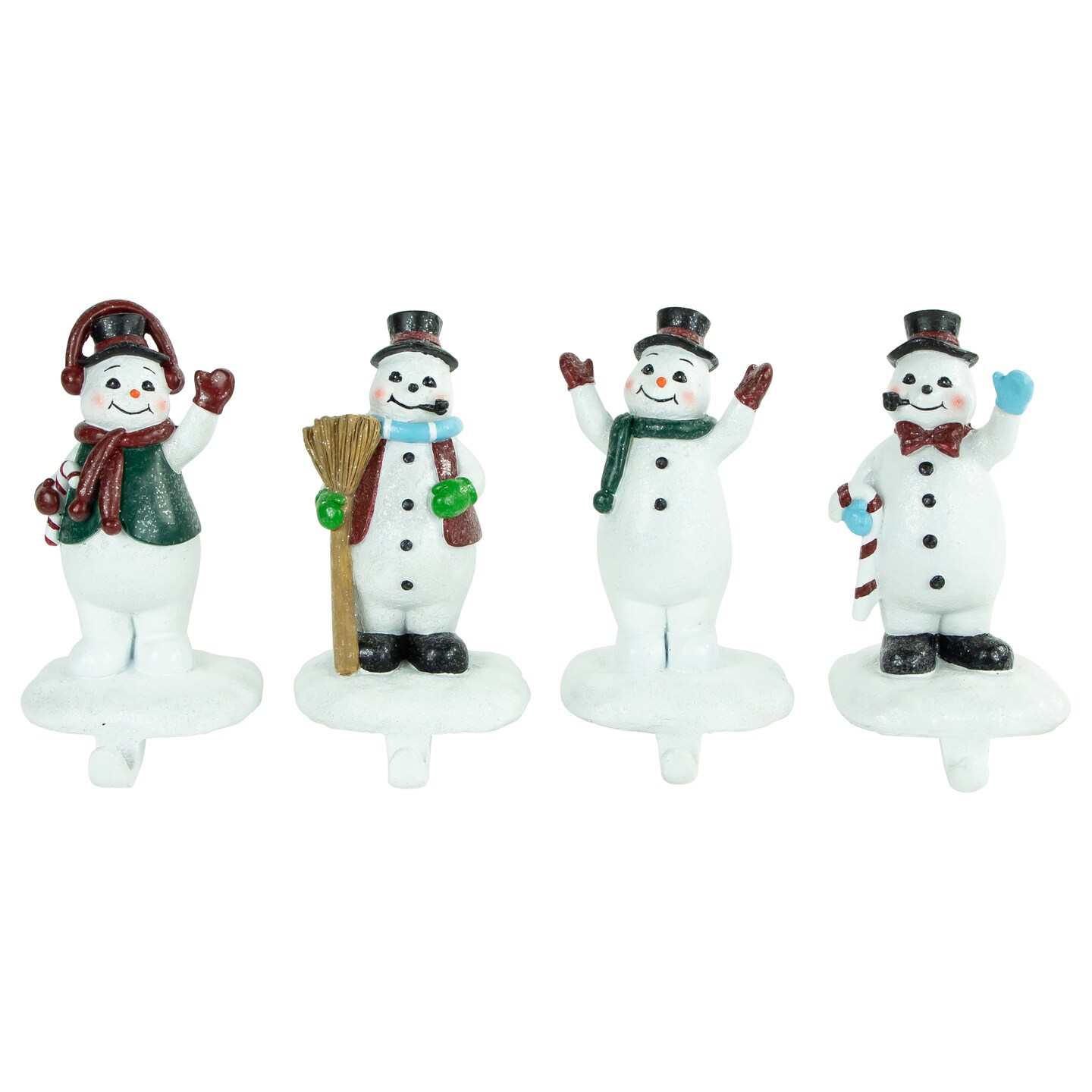 Northlight Set of 4 Glittered Snowman Christmas Stocking Holders 7&#x22;