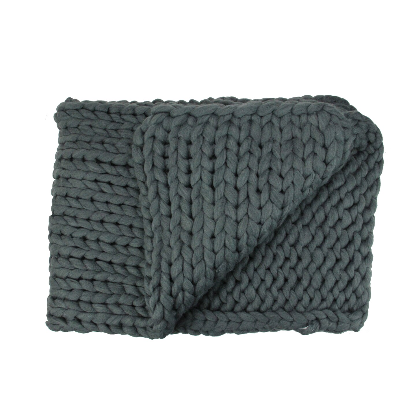 Northlight Smokey Gray Cable Knit Plush Throw Blanket 50&#x22; x 60&#x22;