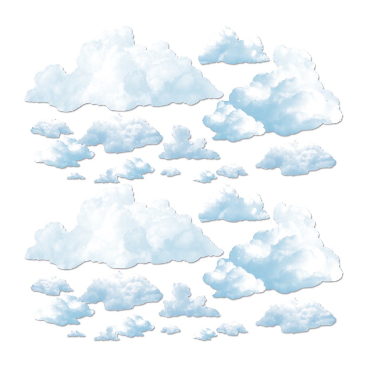 Party Central Club Pack of 288 White and Gray Fluffy Cloud Wall Decors 65&#x22;