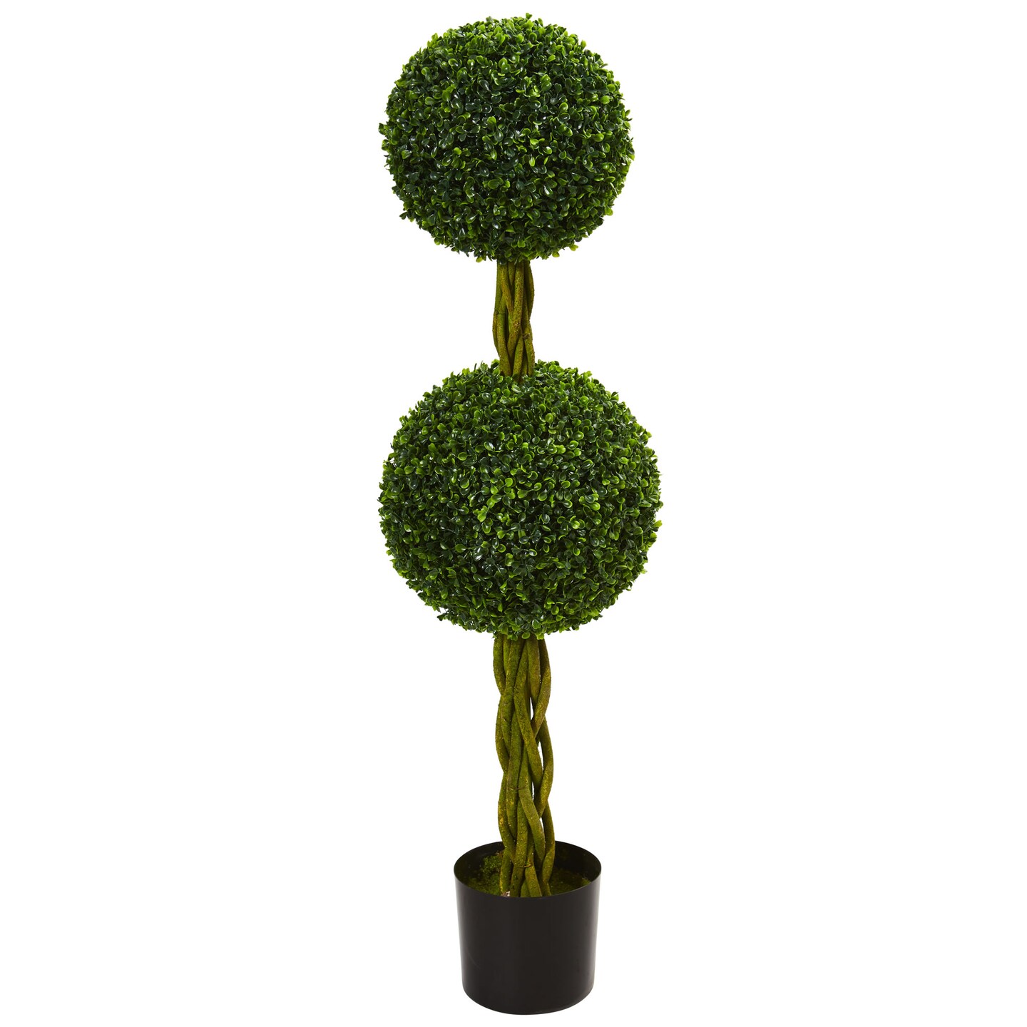 Nearly Natural 4' Artificial Boxwood Double Ball Topiary Potted Outdoor Tree