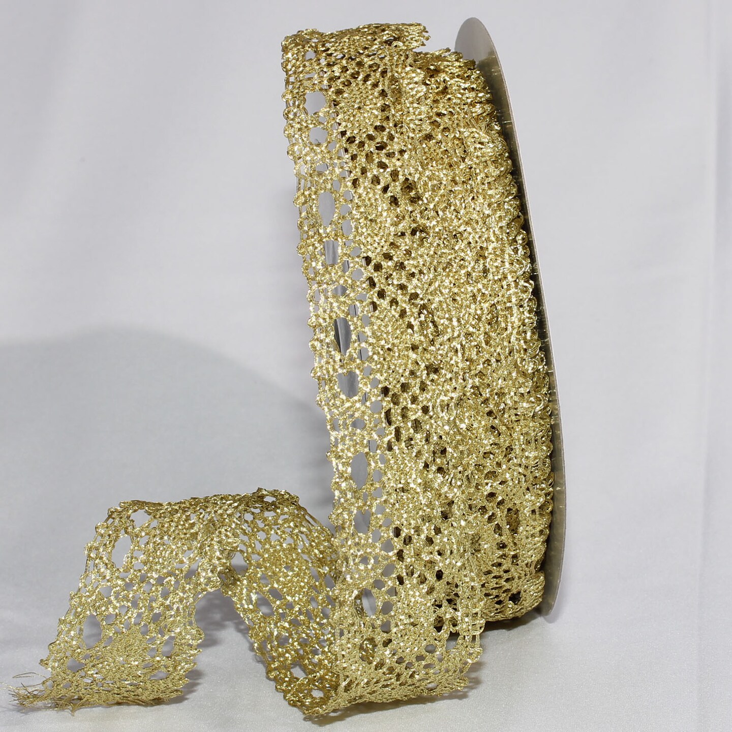 The Ribbon People Shimmering Gold Metallic Lace Craft Ribbon 1.25&#x22; x 20 Yards