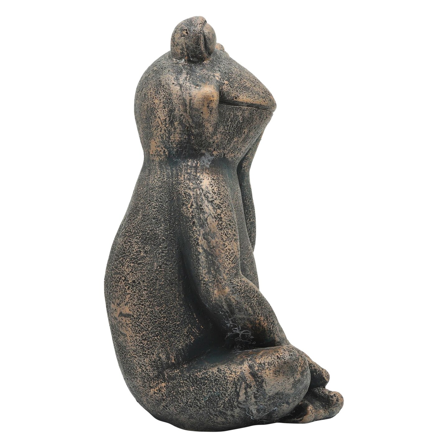 Kingston Living 16&#x22; Black and Bronze Weathered Thinking Frog Statue