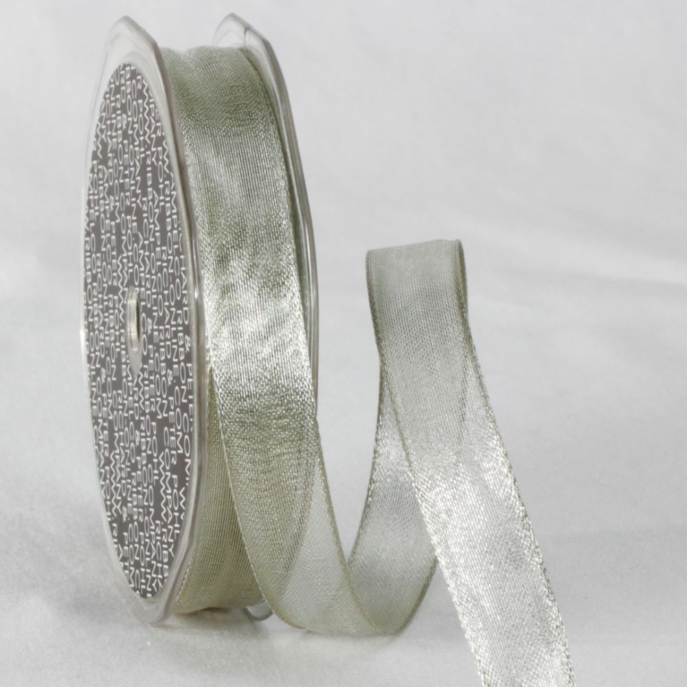 The Ribbon People Pearl White Metallic Sheer Wired Craft Ribbon 0.6&#x22; x 25 Yards
