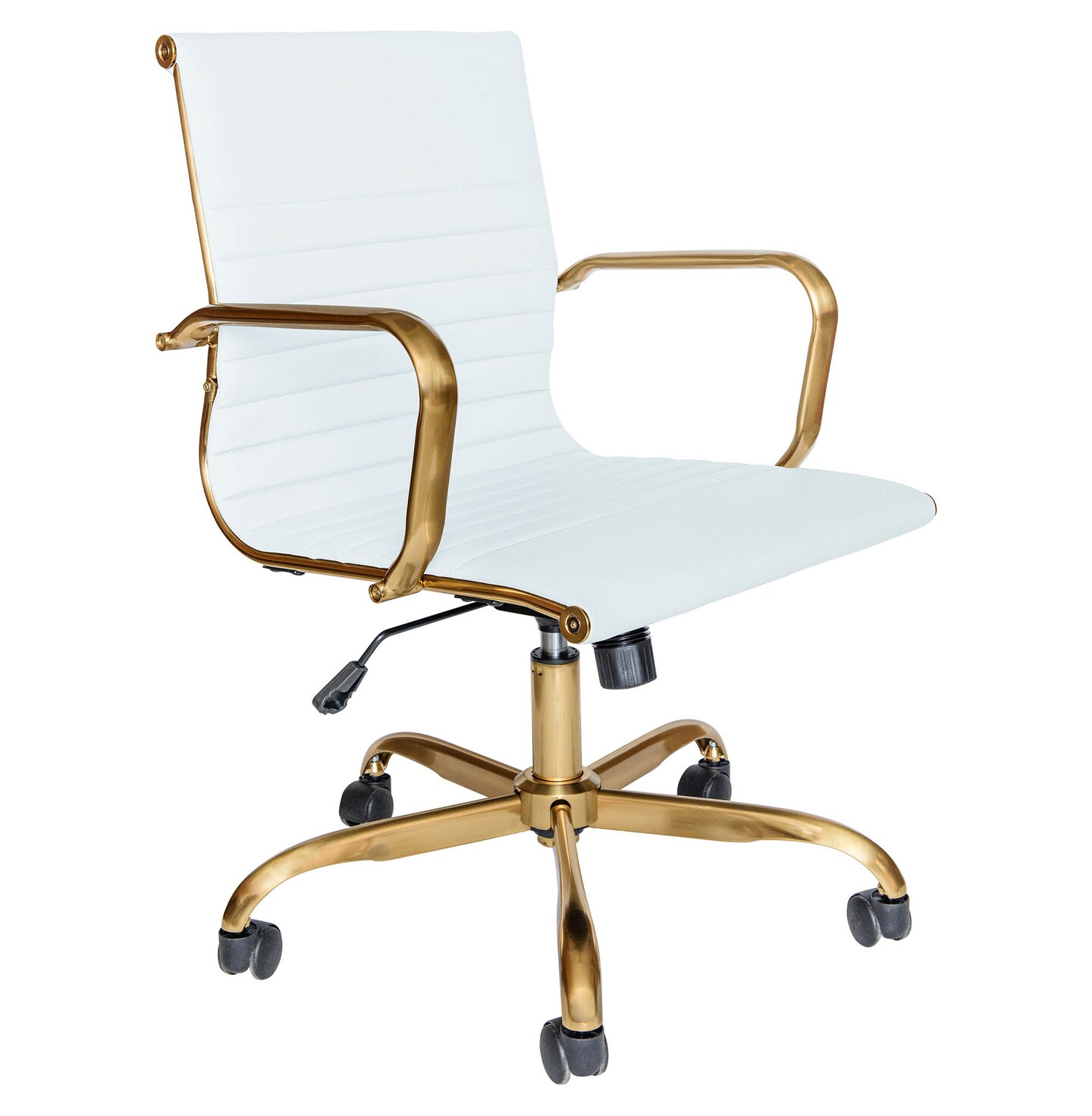 LeisureMod Harris Office Chair with Gold Frame