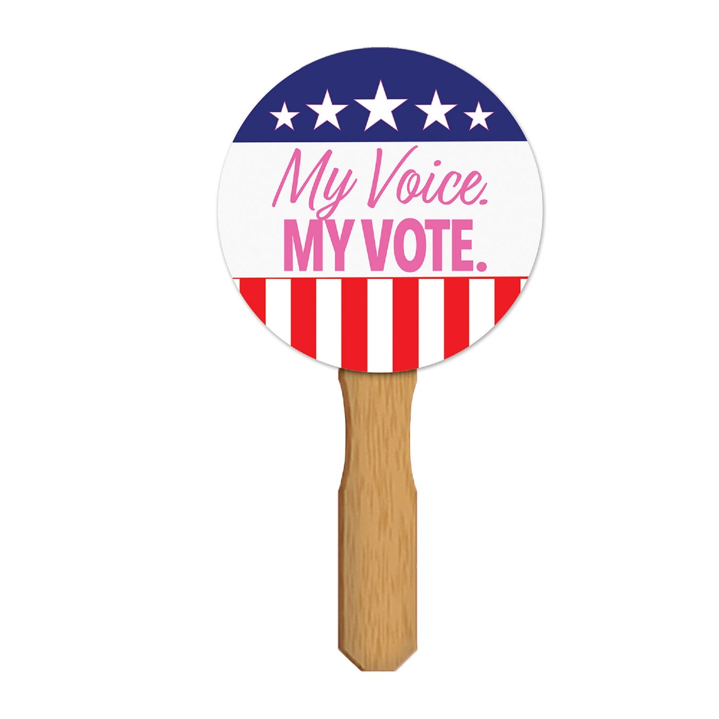 Beistle Set of 12 Red, White, and Blue "My Voice. My Vote." Spirit Fan