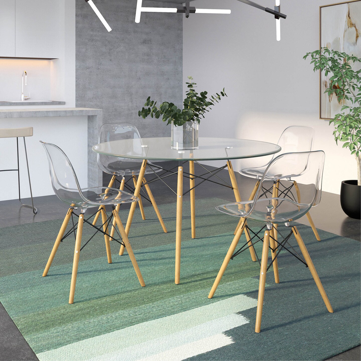 LeisureMod Dover Molded Side Chair, Set of 4