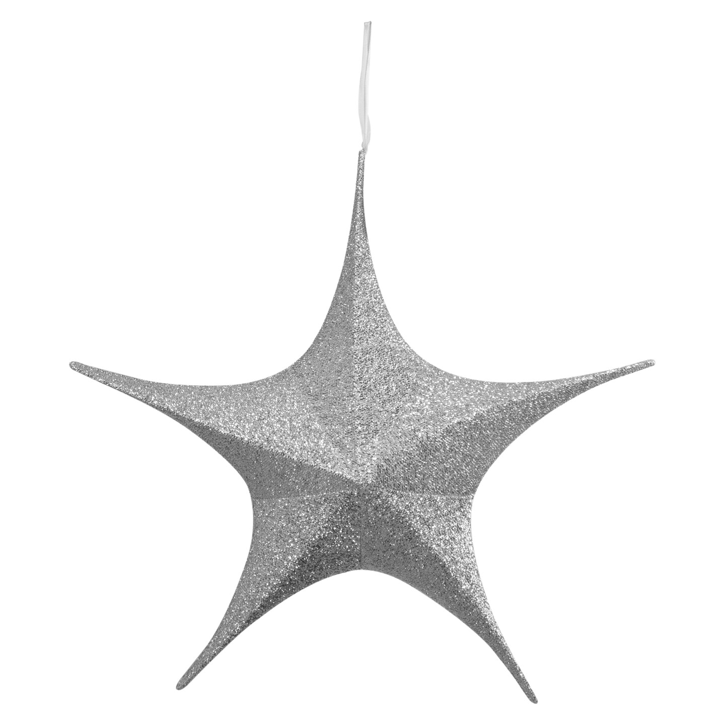 Northlight Tinsel Foldable Glitter Christmas Star Outdoor Decoration - 25.5" - Silver