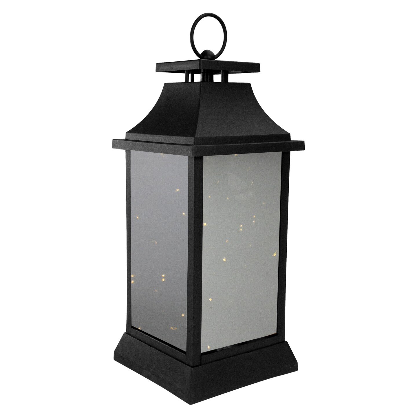 Northlight LED Lighted Flickering Lantern - 16" - Warm White Light - Black