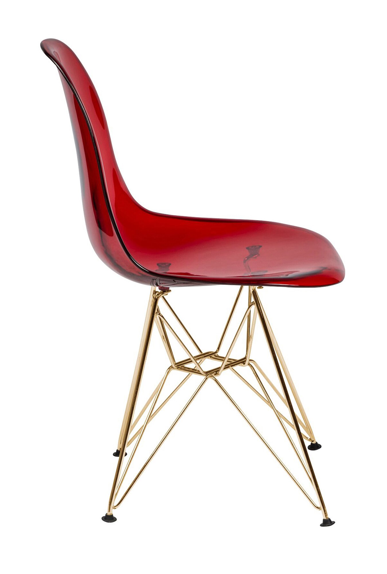 LeisureMod Cresco Molded Eiffel Side Chair with Gold Base, Set of 4