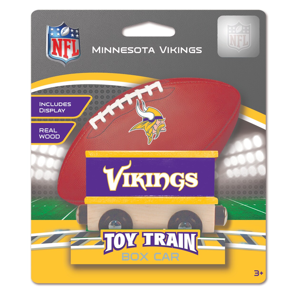 Masterpieces Wood Train Box Car - NFL Minnesota Vikings