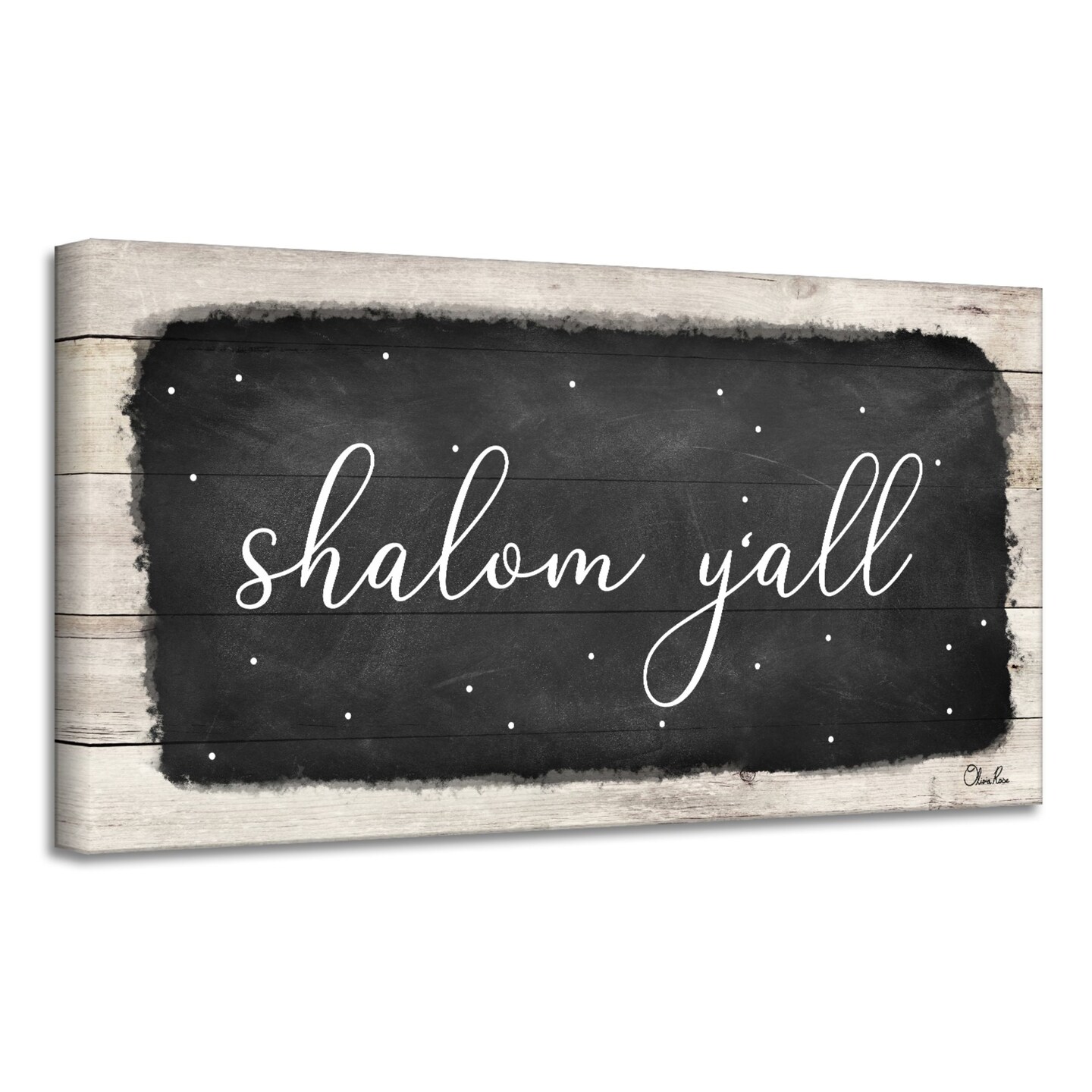 Crafted Creations Black and Beige 'Shalom Y'all' Hanukkah Canvas Wall Art Decor 18" x 36"