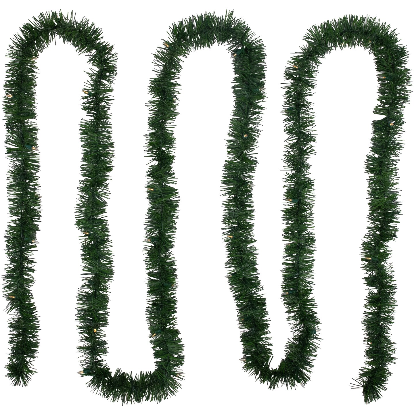 Northlight Pre-Lit Battery Operated Pine Christmas Garland - 18&#x27; x 3&#x22; - Warm White LED Lights
