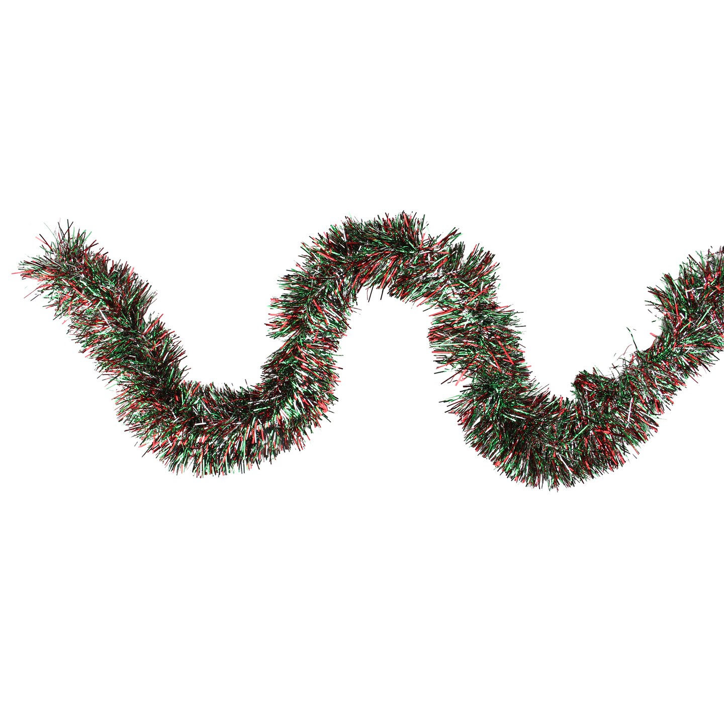 Northlight Wide Cut Shiny Tinsel Christmas Garland - 50&#x27; x 4&#x22; - Silver, Red and Green - Unlit