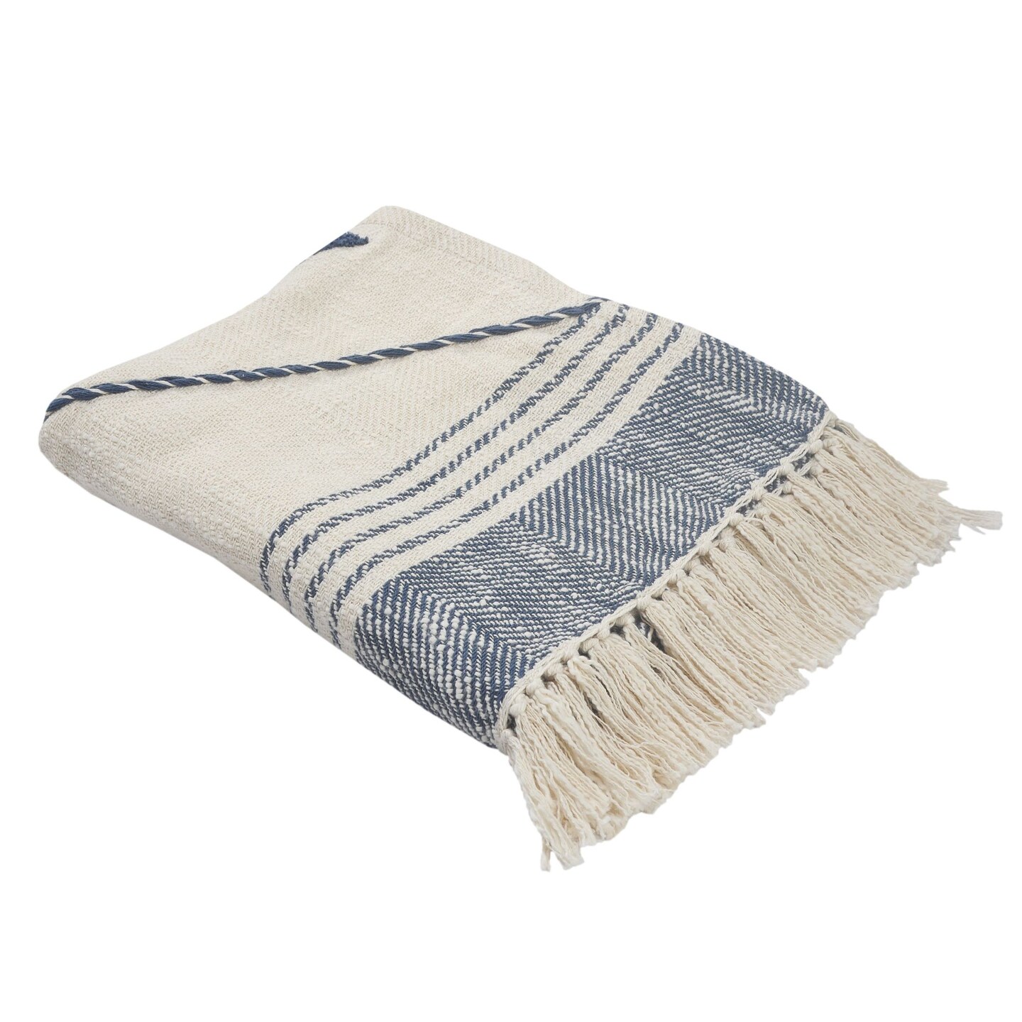 Laddha Home Designs Blue and White Geometric Diamond Throw Blanket 50&#x22; x 60&#x22;