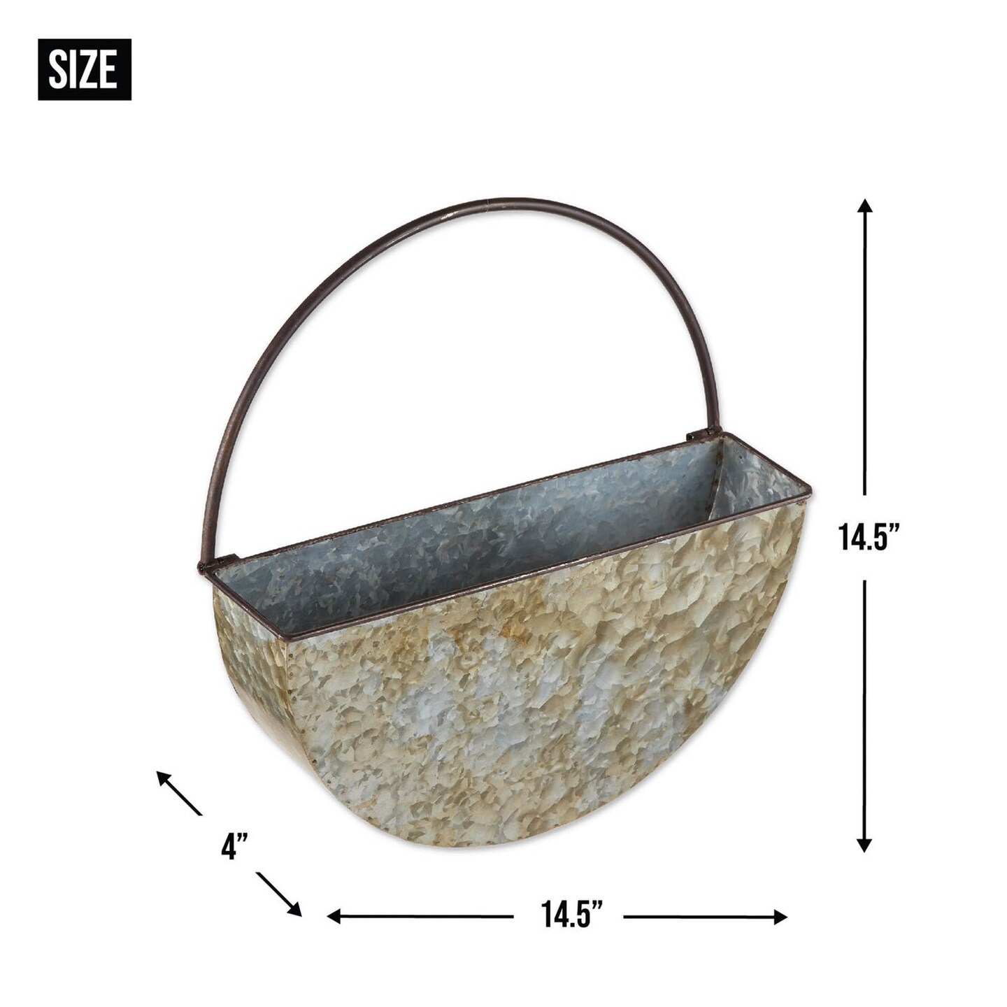 Accent Plus Home Decorative Half-Circle Galvanized Metal Wall Planter