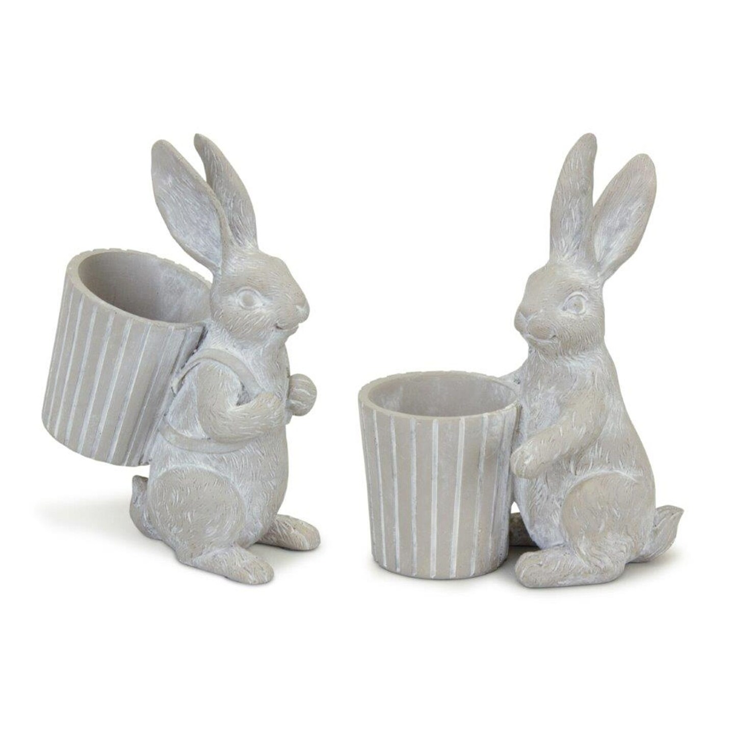Melrose Set of 2 Bunny Easter Pot Figurines 6&#x22;