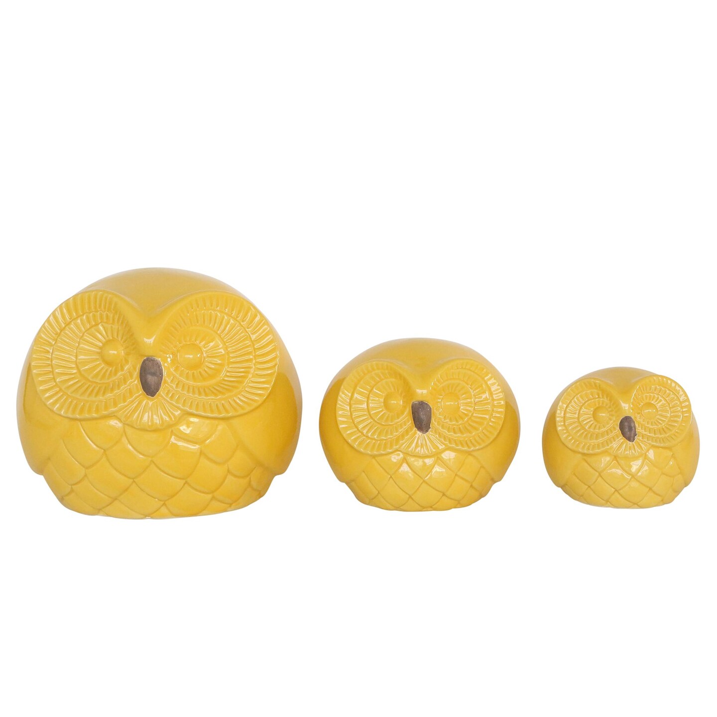 Kingston Living Ceramic Owl Tabletop Figurines - 8" - Yellow - Set of 3