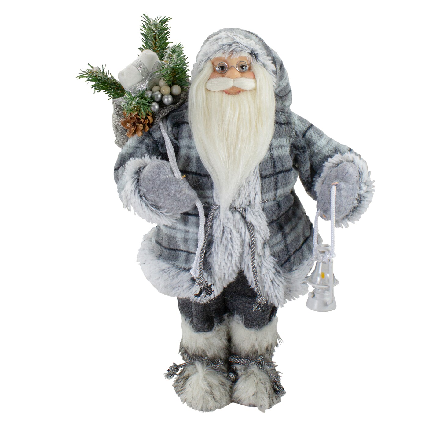 Northlight 18&#x22; Gray Standing Santa Christmas Figure with Lantern