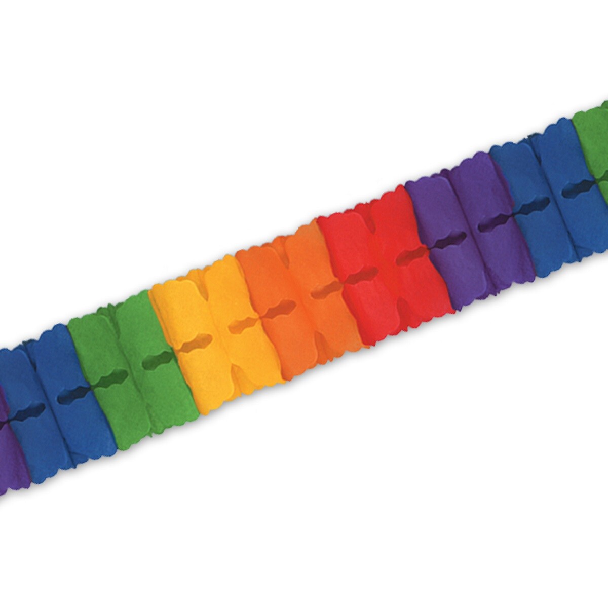Beistle Pack of 12 Packaged Rainbow Colored Tissue Leaf Garland Decorations 4.5&#x22; x 12&#x27;