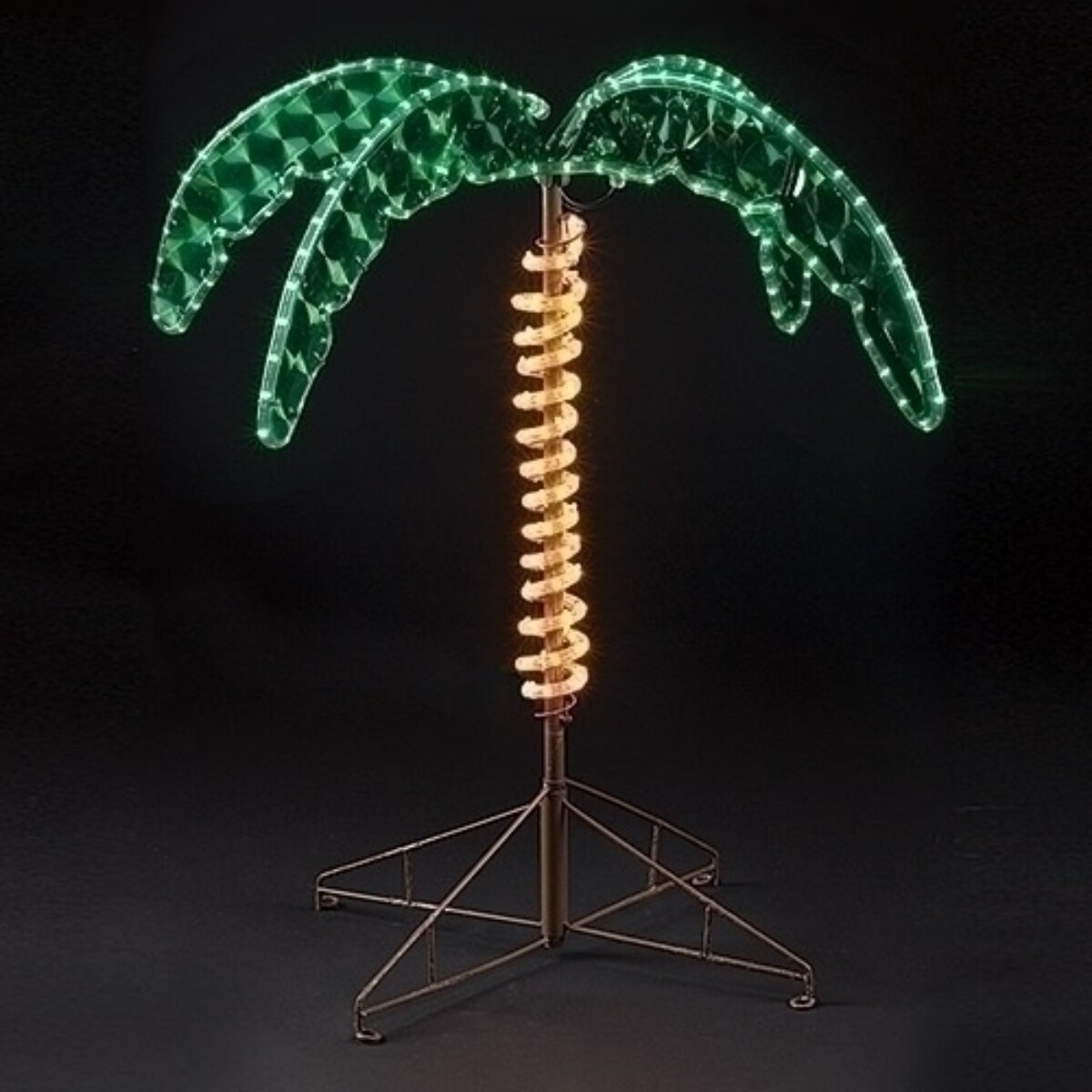 Roman Outdoor Lighted Palm Tree with Holographic Rope Light - 30&#x22; - Green