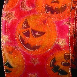 The Ribbon People Sheer Black and Pink Halloween &#x22;Pumpkins&#x22; Wired Craft Ribbons 3&#x22; x 20 Yards