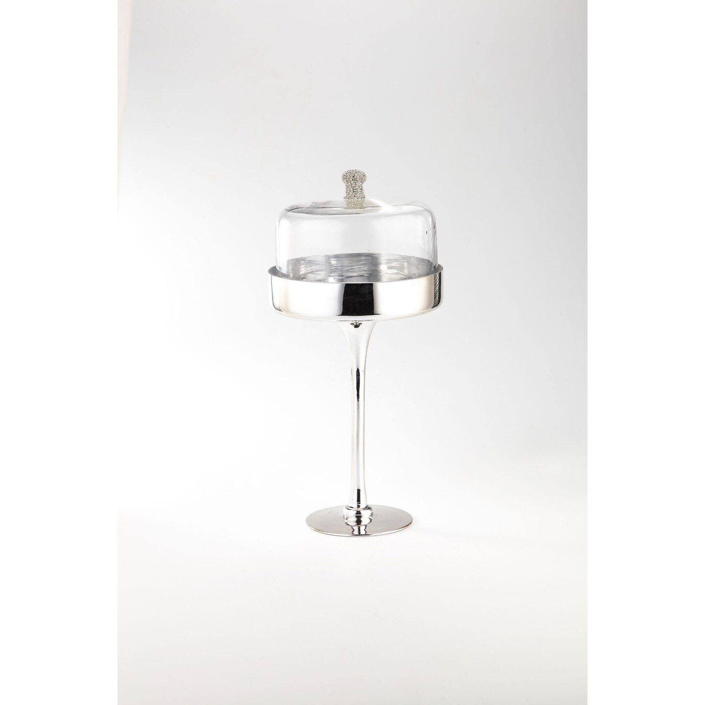 CC Home Furnishings 16&#x22; Clear and Silver Glass Cloche Dome Decoration