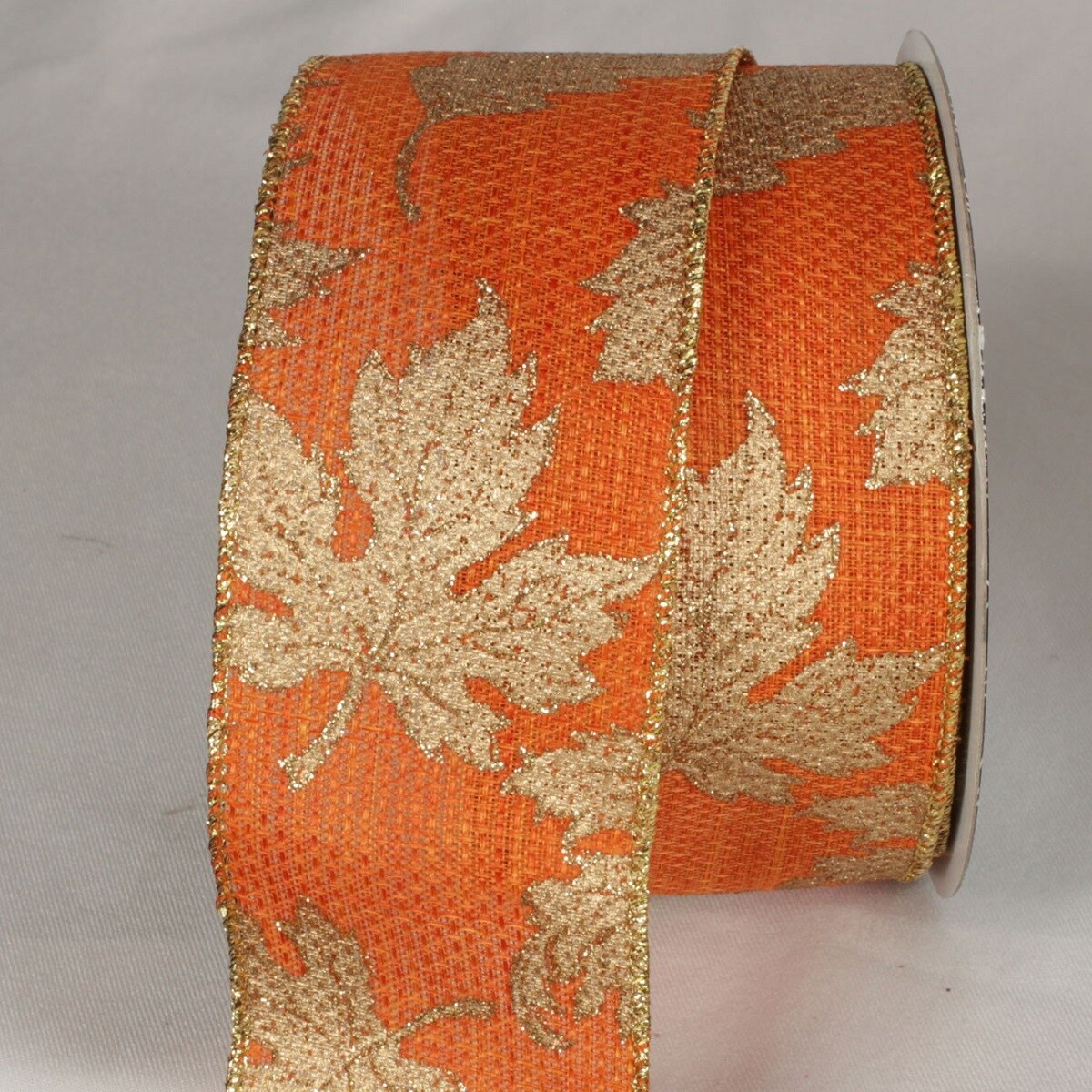 The Ribbon People Orange and Gold Fall Leaves Wired Craft Ribbon 2.5&#x22; x 20 Yards