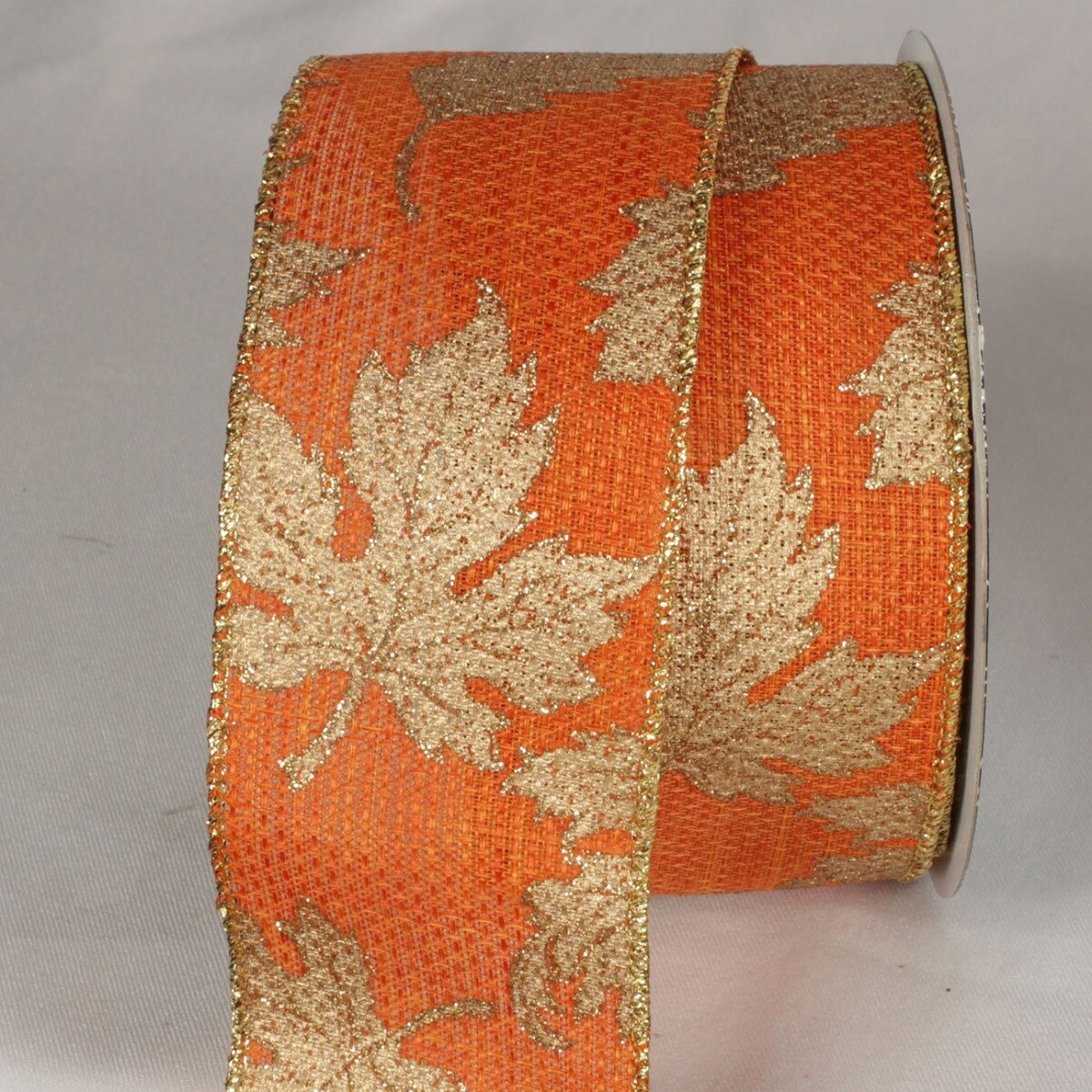 The Ribbon People Orange and Gold Fall Leaves Wired Craft Ribbon 2.5" x 20 Yards