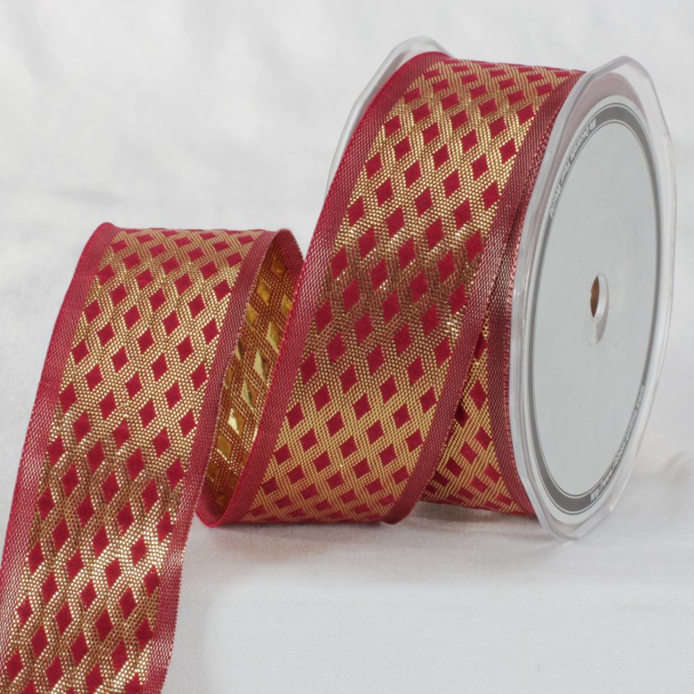 The Ribbon People Maroon and Gold Colored Metallic Finish Ribbon 1.5&#x22; x 27 Yards