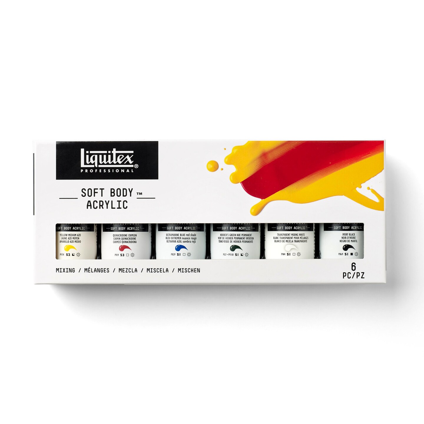 Liquitex Professional Soft Body Acrylic Color Mixing Set, 59ml, 6-Colors