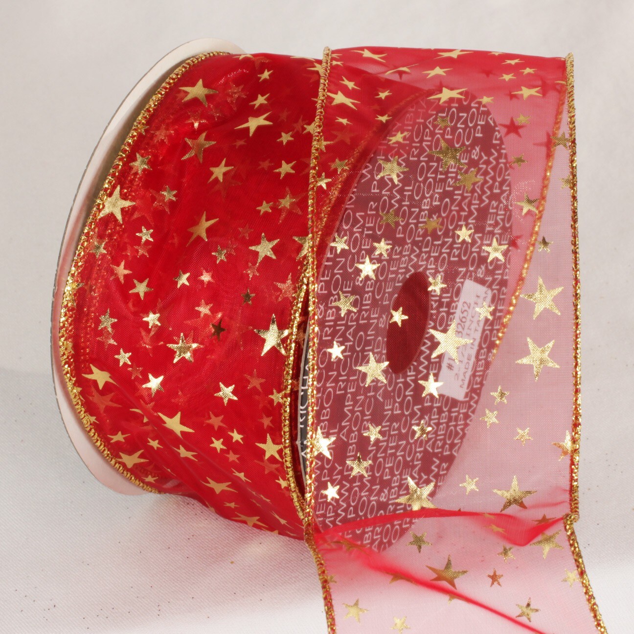 Red Creat Ribbon The Ribbon People Red Sparkling Stars Wired Craft Ribbon 2.5