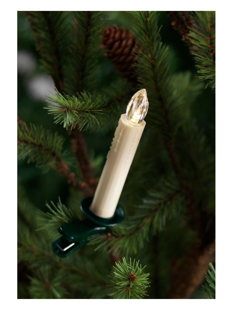 Melrose 12 Battery Operated White LED Candle Clip-On Christmas Lights - Green Wire