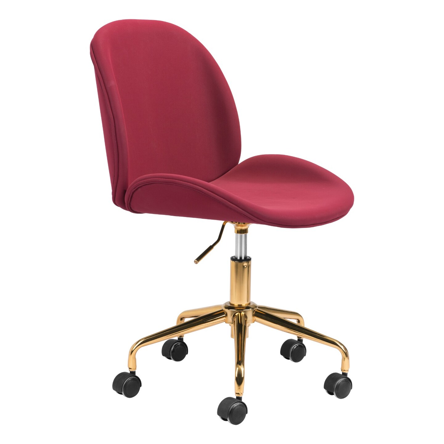 Modern Home 37&#x22; Red and Gold Upholstered Swivel Office Chair