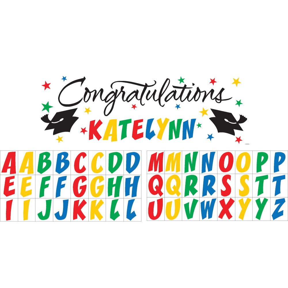 Party Central Pack of 6 Vibrantly Colored Congratulations Giant Party Banners with Alphabet Stickers 60&#x22;