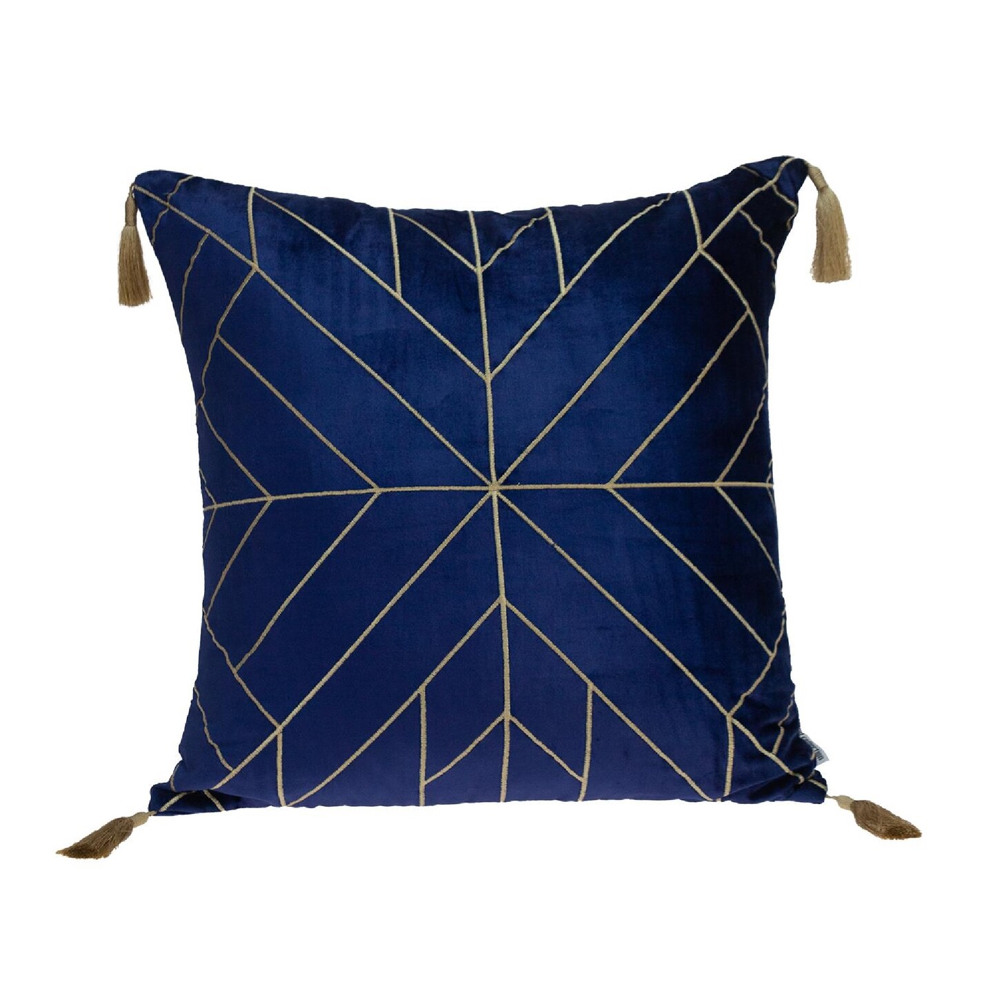 Nassau Collection 20&#x22; Blue and Gold Contemporary Style Throw Pillow