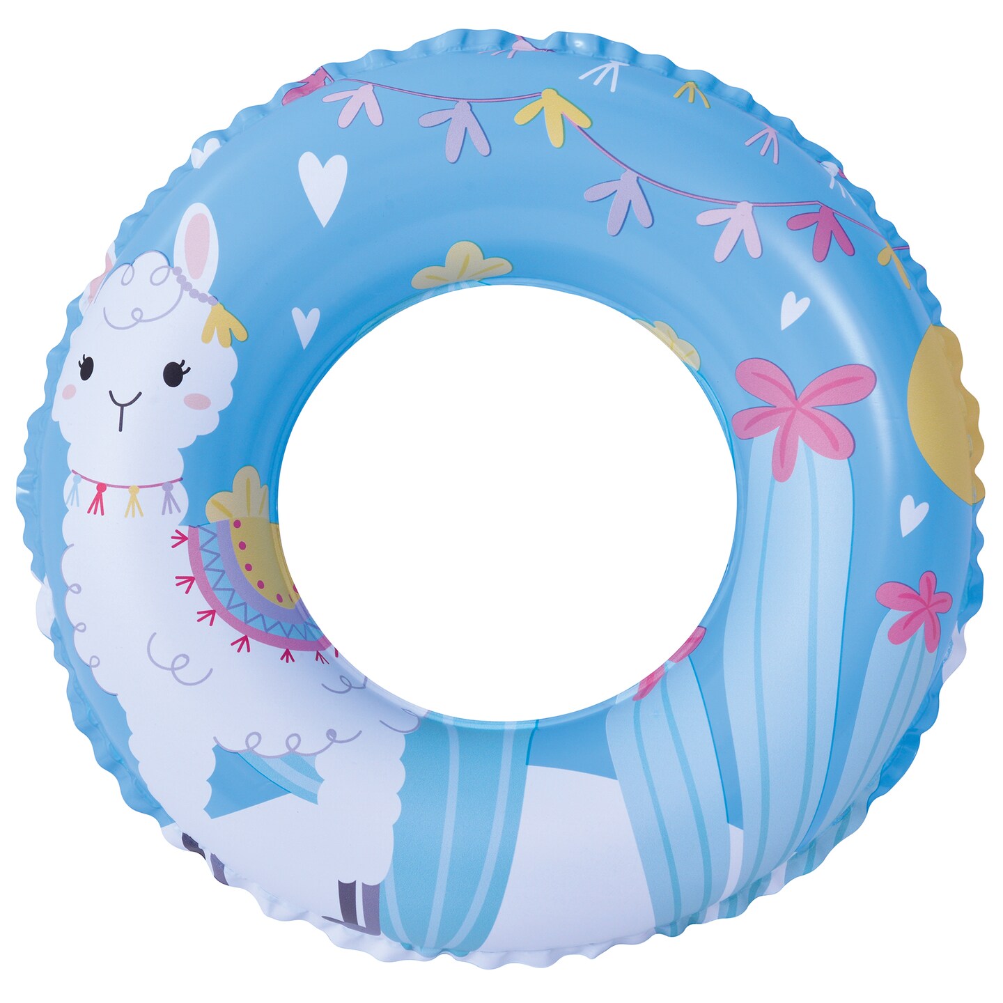 Pool Central Blue and White Inflatable Alpaca Swim Ring Tube Float, 20-Inch