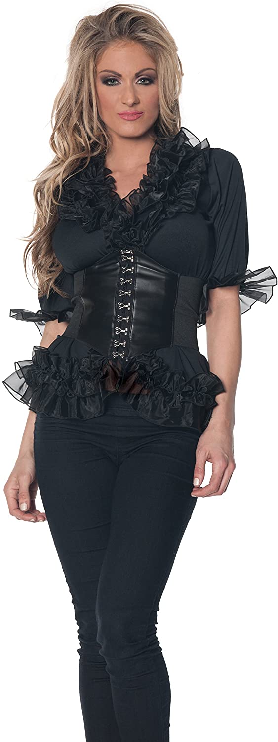 Underwraps Women&#x27;s Black Romantic Pirate Blouse Halloween Costume - Small
