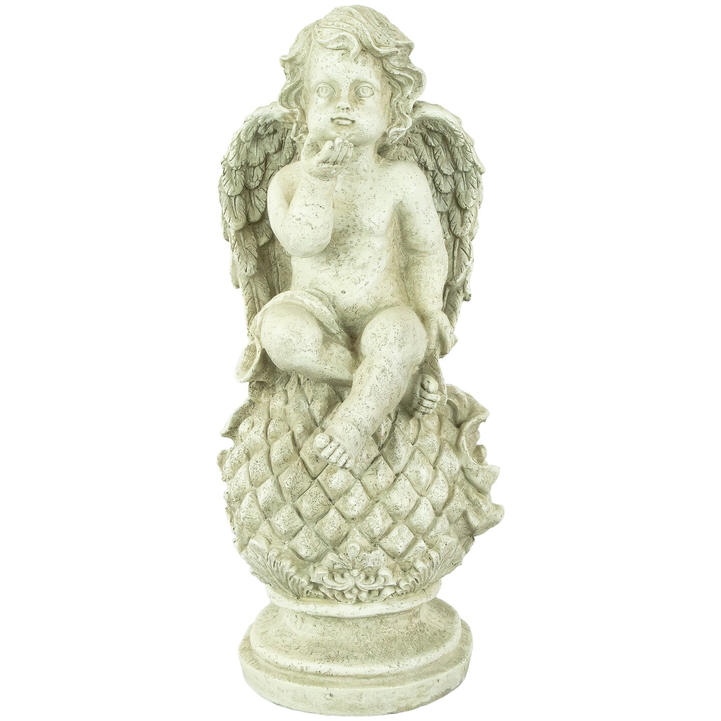 Northlight 18&#x22; Cherub Angel Sitting on Finial Outdoor Garden Statue