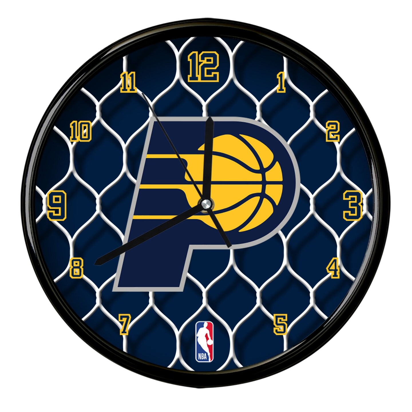 The Memory Company 11.5&#x22; Navy Blue and Yellow NBA Indiana Pacers Net Wall Clock