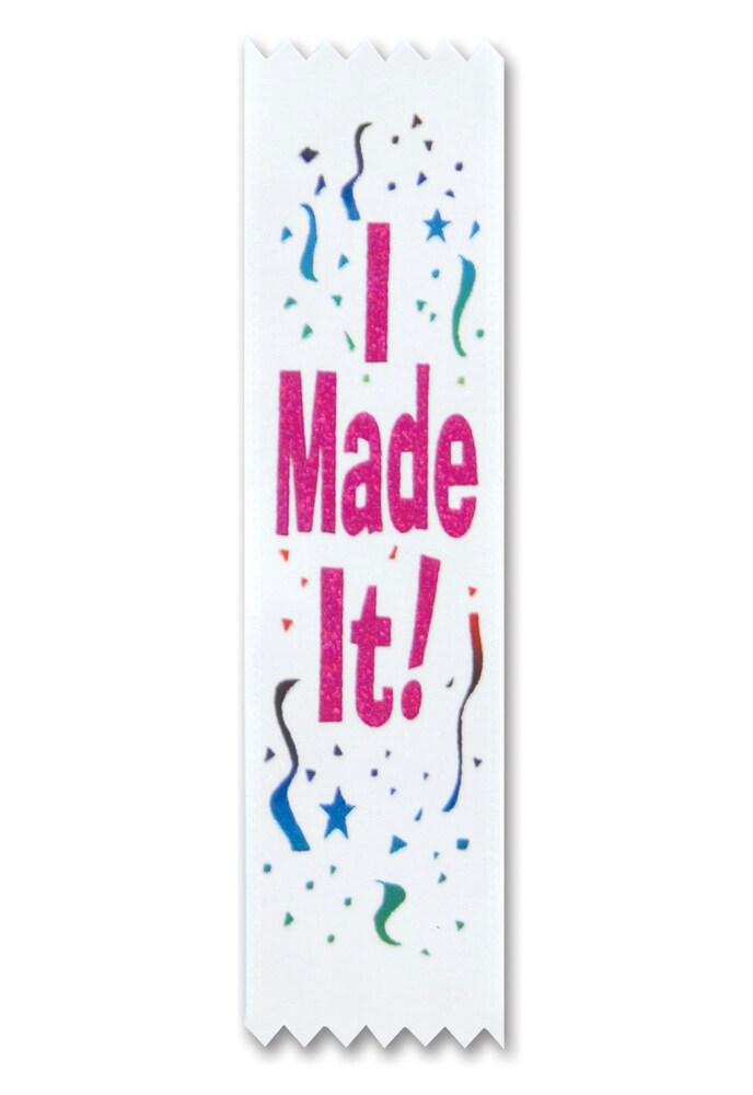 Beistle Pack of 30 White &#x22;I Made It!&#x22; School Graduation Achievement Award Ribbons 6.25&#x201D;