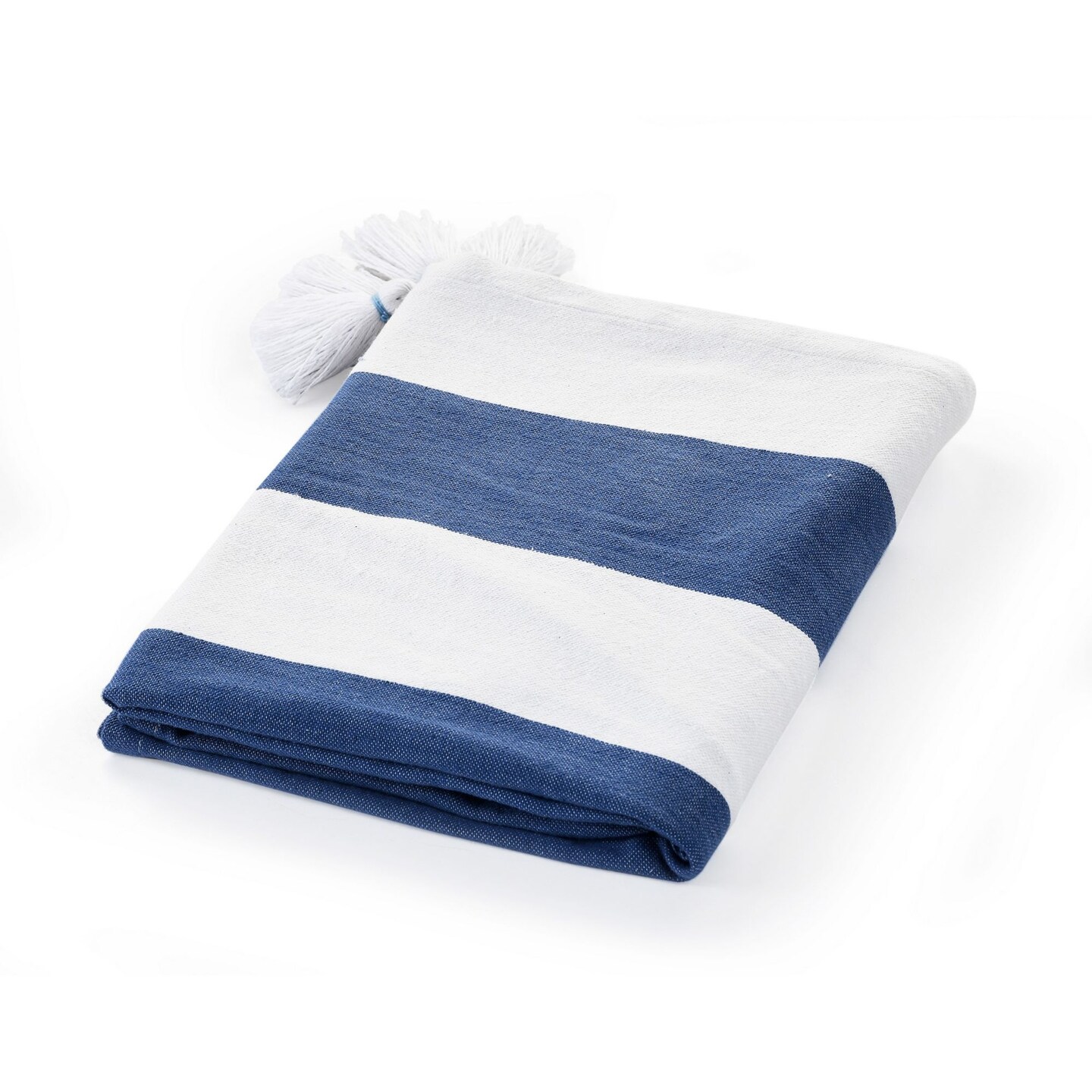 Laddha Home Designs Navy Blue and White Striped Throw Blanket 50&#x22; x 60&#x22;