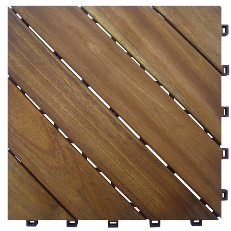 A & B Home Set of 10 Brown Two-Tone Outdoor Diagonal Flooring Tiles 12"