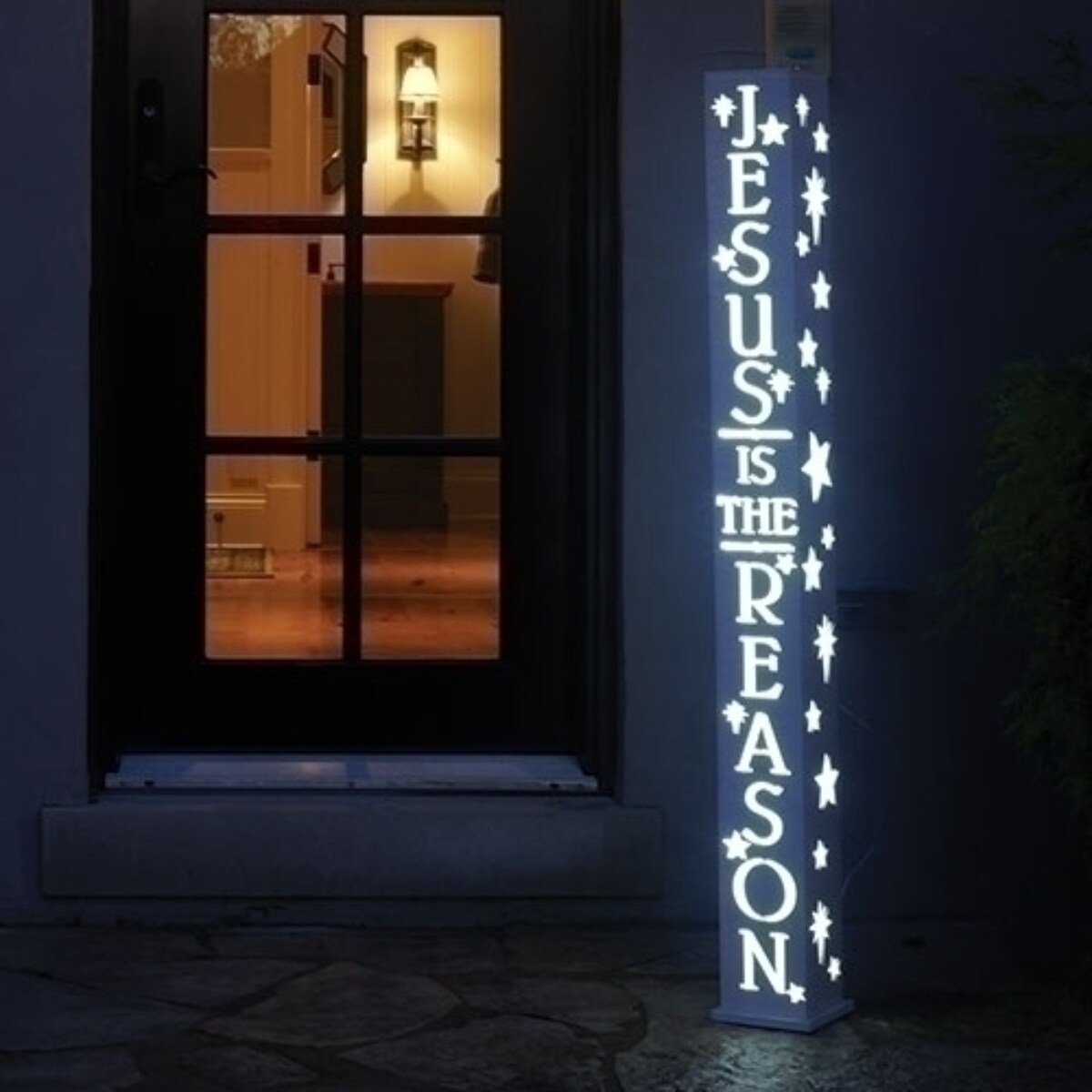 Roman 48&#x22; LED Jesus is the Reason Quoted Light Post