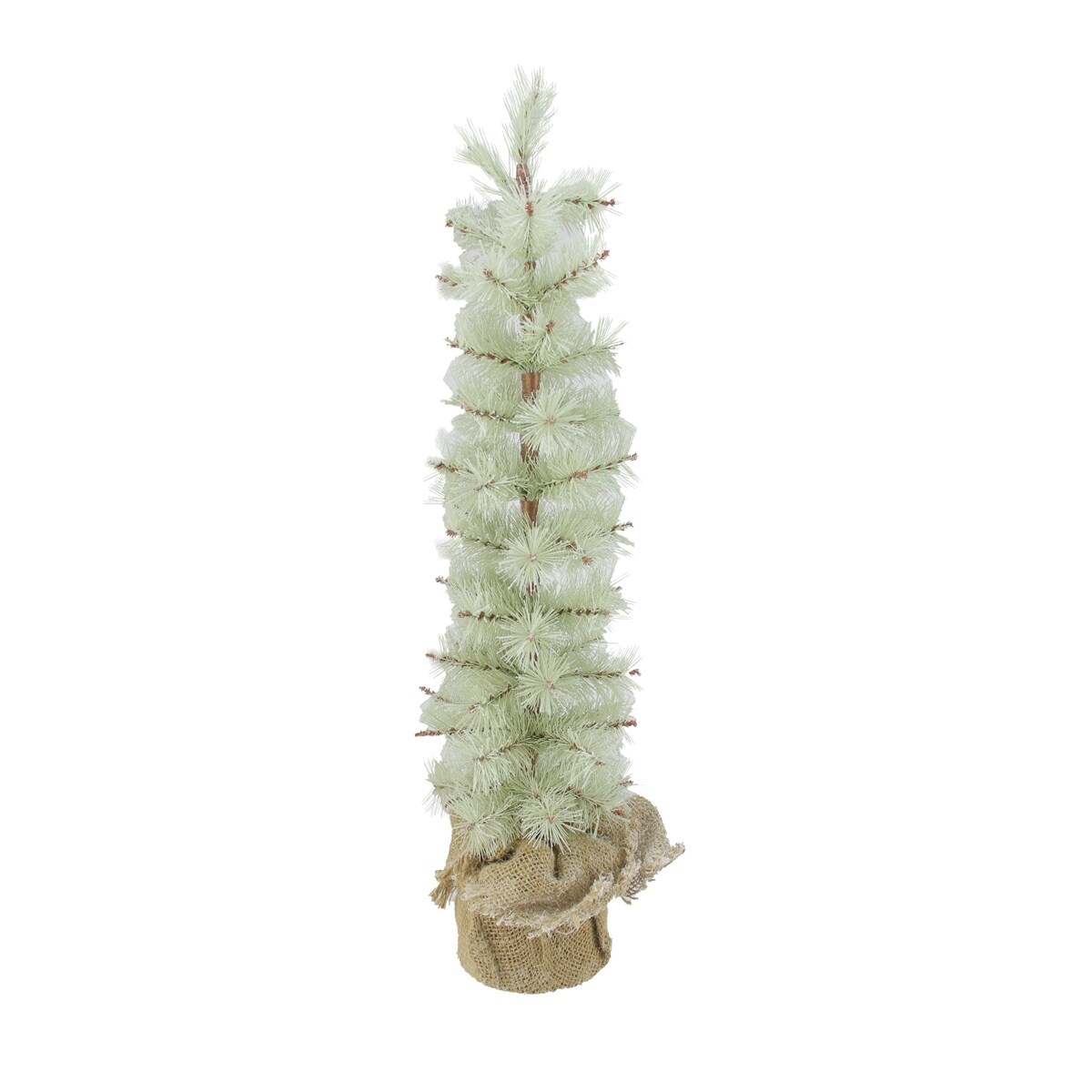 Arett Sales 2&#x27; Potted Green Frosted Pine Slim Artificial Christmas Tree - Unlit
